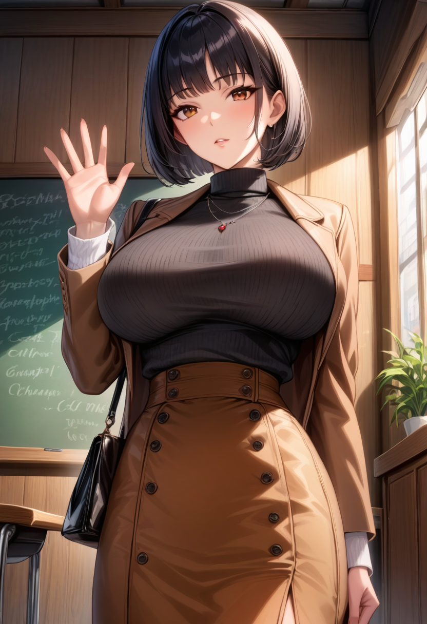 00481-1226541414-masterpiece, best quality, _lora_CHP 0.1v_1_, 1girl, breasts, skirt, solo, black hair, bag, short hair, necklace, jewelry, sweat.png